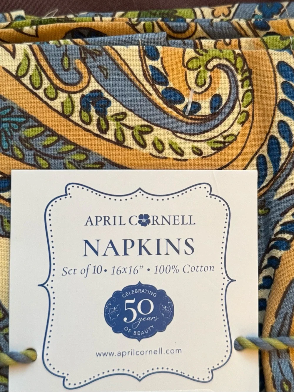 April Cornell Paisley Napkins set of 10 16x26 100 cotton